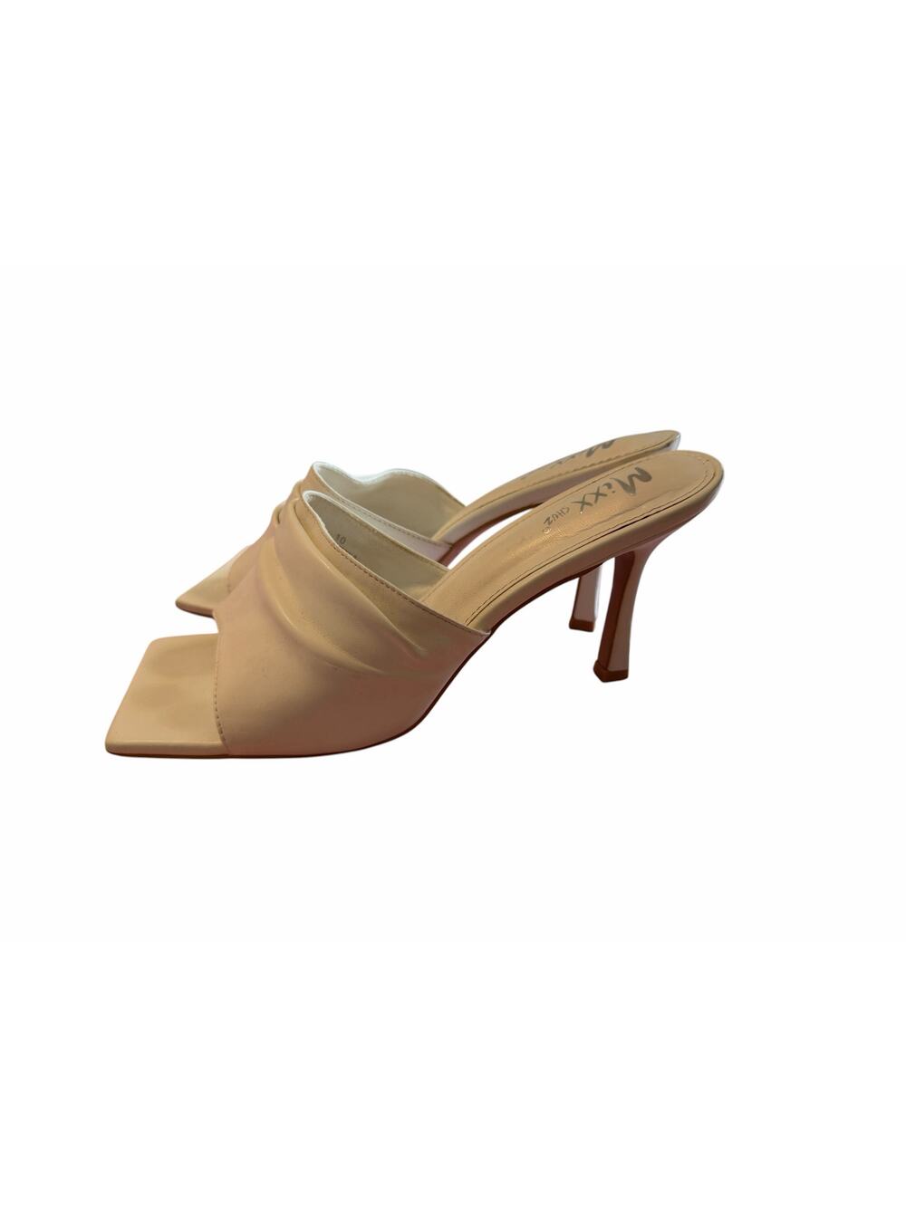 Mixx Shuz Women's 10 White Ruched Mule Square Open Toe Sandals